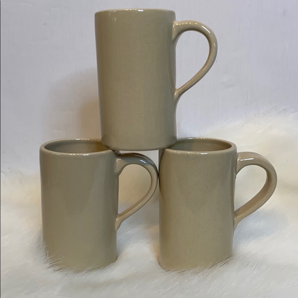 Three Pottery Barn Coffee Barbara Eiger Tan Mugs